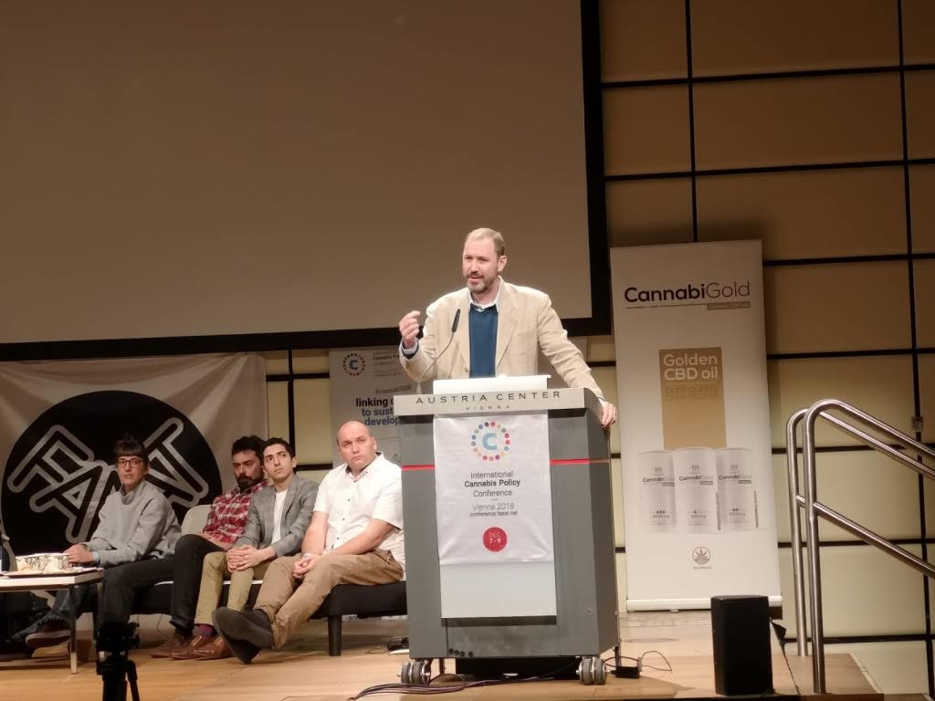 Bob Hoban speaking at Austria Center Cannabis Policy Conference